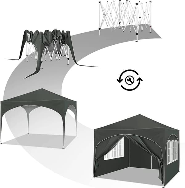 Rootz Ultimate Outdoor Gazebo - Sääsuoja - Tapahtumapaviljonki - Vahva metallirunko - UV- ja sadesuoja - Helppo asennus - 3x3m