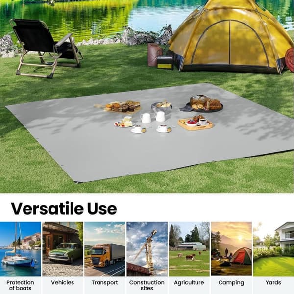 Rootz vedenpitävä suojapeite - Heavy Duty Poly Press - Monikäyttöinen kansi - Repeämisenkestävä, UV-suoja, Helppo varastointi - 5m x 6m