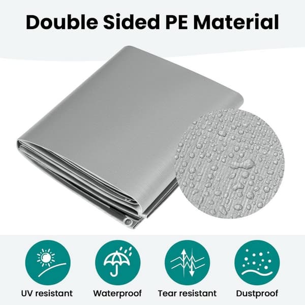 Rootz vedenpitävä suojapeite - Heavy Duty Poly Press - Monikäyttöinen kansi - Repeämisenkestävä, UV-suoja, Helppo varastointi - 5m x 6m
