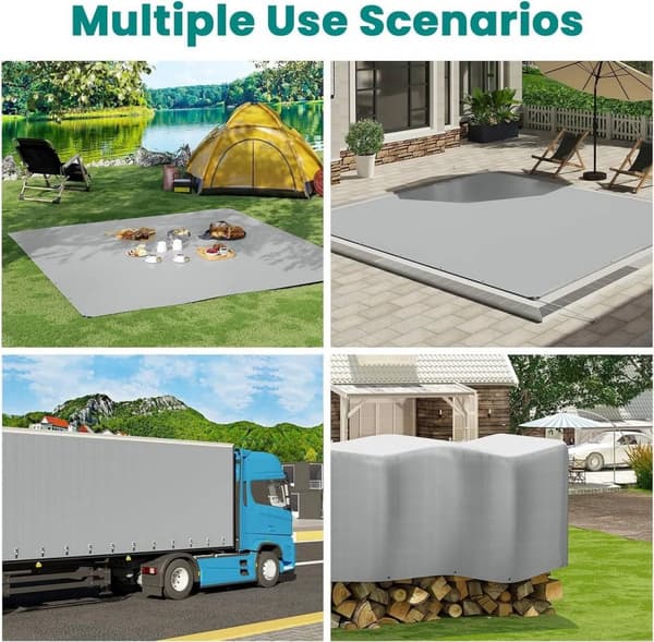 Rootz Ultimate -vedenpitävä suojapeite - Heavy Duty Poly-peite - Joka sään suoja - Kestävä, monipuolinen, UV-kestävä - Vahvistetut reunat - 6m x 8m