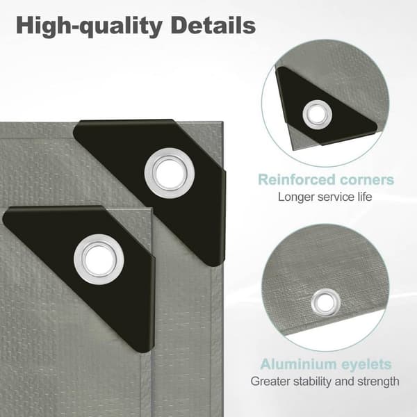 Rootz vandtæt presenning - Heavy-Duty Cover - All-Weather Shield - UV-bestandig, rivesikker, nem opsætning - 4m x 6m