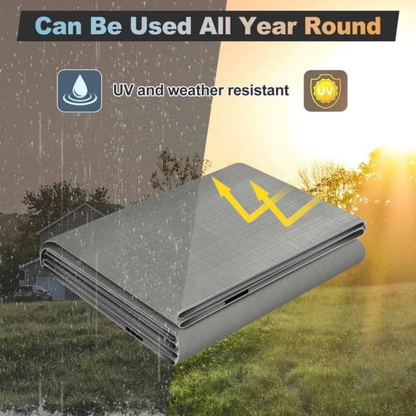 Rootz vandtæt presenning - Heavy-Duty Cover - All-Weather Shield - UV-bestandig, rivesikker, nem opsætning - 4m x 6m