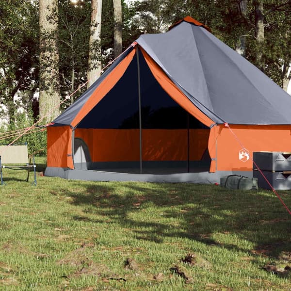 vidaXL Familjetält tipi 8 person grå och orange vattentätt