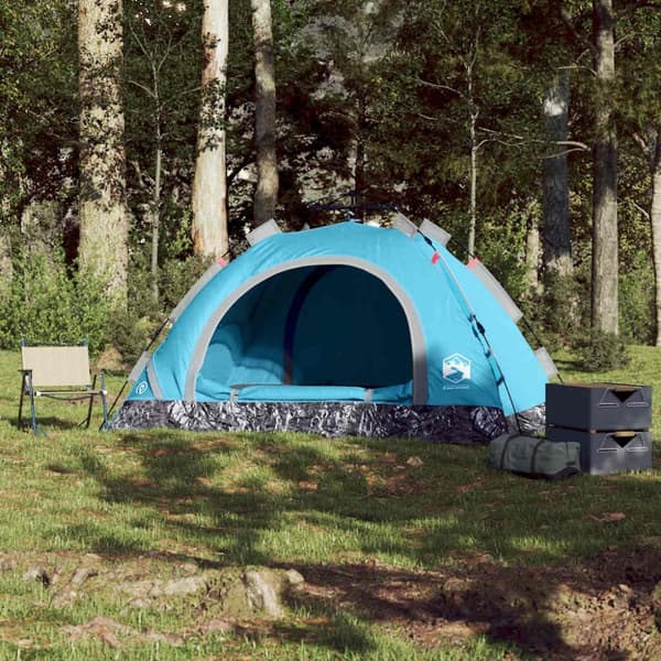 vidaXL Campingtelt 3 personer blå hurtigutløser