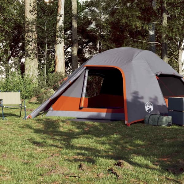 vidaXL 4-personers campingtelt vandtæt grå