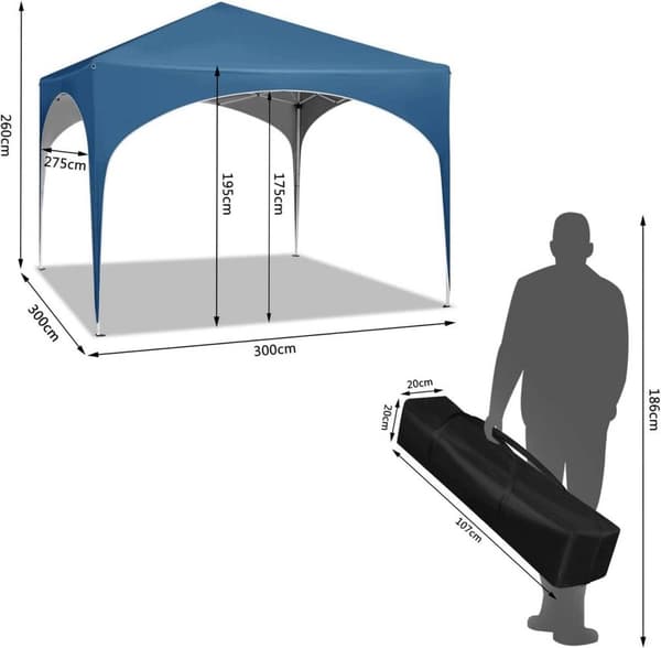 Rootz Premium Outdoor Gazebo - Eventtält - Partykapell - Robust konstruktion - Vattentät - Justerbar höjd - 3x3m
