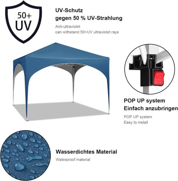 Rootz Premium Outdoor Gazebo - Eventtält - Partykapell - Robust konstruktion - Vattentät - Justerbar höjd - 3x3m
