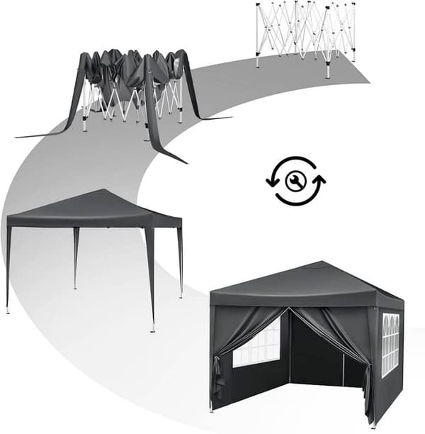 Rootz Premium Outdoor Gazebo - Event Pavillion - Have baldakin - Robust, vandtæt, UV-beskyttelse - Nem opsætning - 3x3m - Metalramme, 210D Oxford stof
