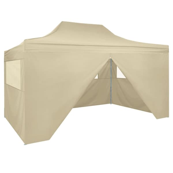 vidaXL foldbart pop-up telt med 4 sidevægge 3 x 4,5 m cremehvid -  Festtelte & havepavilloner