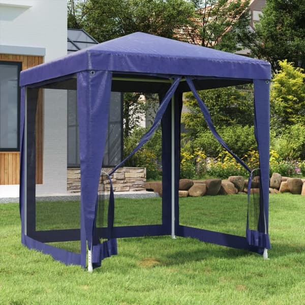 vidaXL Partytält med 4 sidoväggar i nät 2x2 m HDPE blå -  Partytält & paviljoner
