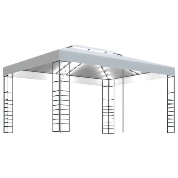 vidaXL pavillon med LED-lyskæder 4x3x2,7 m hvid -  Festtelte & havepavilloner