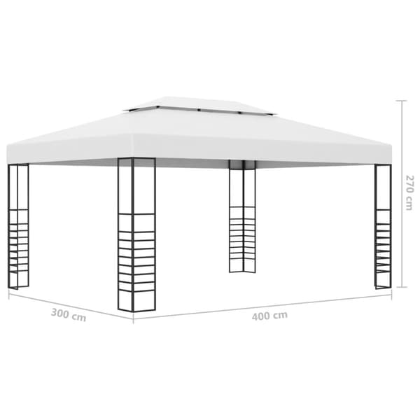 vidaXL pavillon med LED-lyskæder 4x3x2,7 m hvid -  Festtelte & havepavilloner