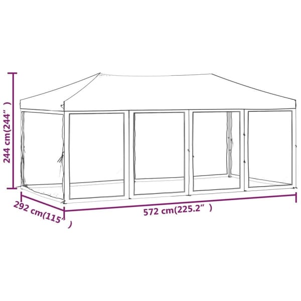 vidaXL Kokoontaittuva juhlateltta sivuseinillä antrasiitti 3x6 m -  Katokset & huvimajat