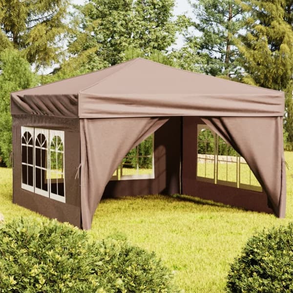 vidaXL Hopfällbart partytält med sidoväggar taupe 3x3 m -  Partytält & paviljoner
