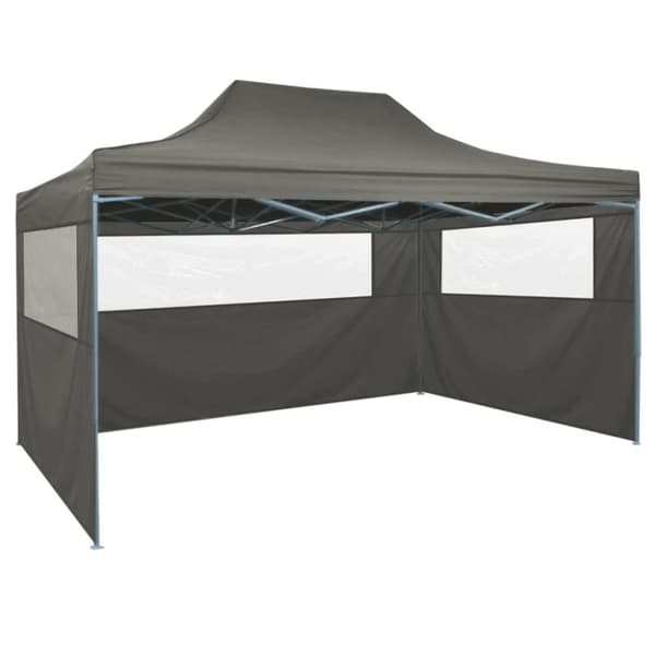 vidaXL foldbart festtelt med 3 sidevægge 3 x 4 m stål antracitgrå -  Festtelte & havepavilloner