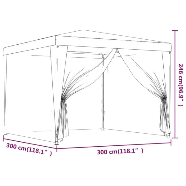 vidaXL Juhlateltta 4 verkkosivuseinää antrasiitti 3x3 m HDPE -  Katokset & huvimajat