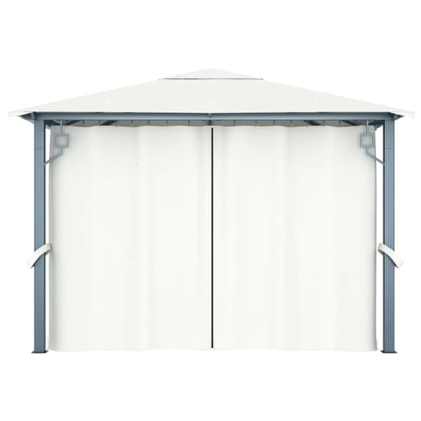 vidaXL pavillon med gardin + LED-lyskæder 3x3 m aluminium cremefarvet - Festtelte & havepavilloner
