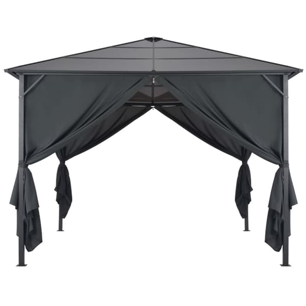 vidaXL pavillon med gardin aluminium 3 x 3 m sort -  Festtelte & havepavilloner
