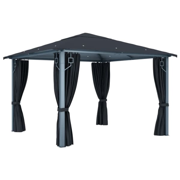vidaXL Huvimaja verhoilla 300x300 cm antrasiitti alumiini -  Katokset & huvimajat