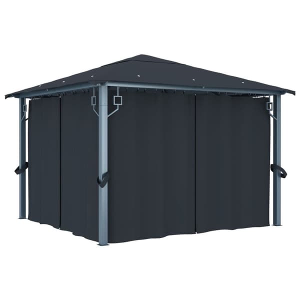 vidaXL Huvimaja verhoilla 300x300 cm antrasiitti alumiini -  Katokset & huvimajat