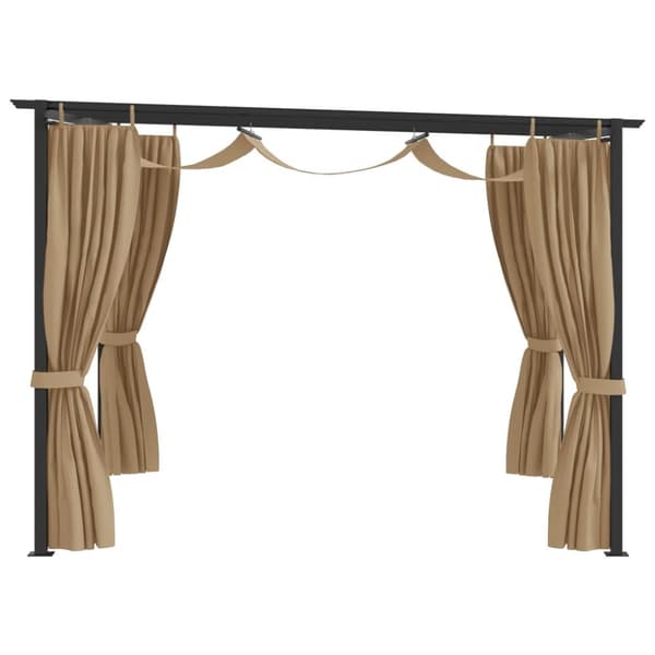 vidaXL Paviljong med draperier 3x3 m taupe stål -  Partytält & paviljoner