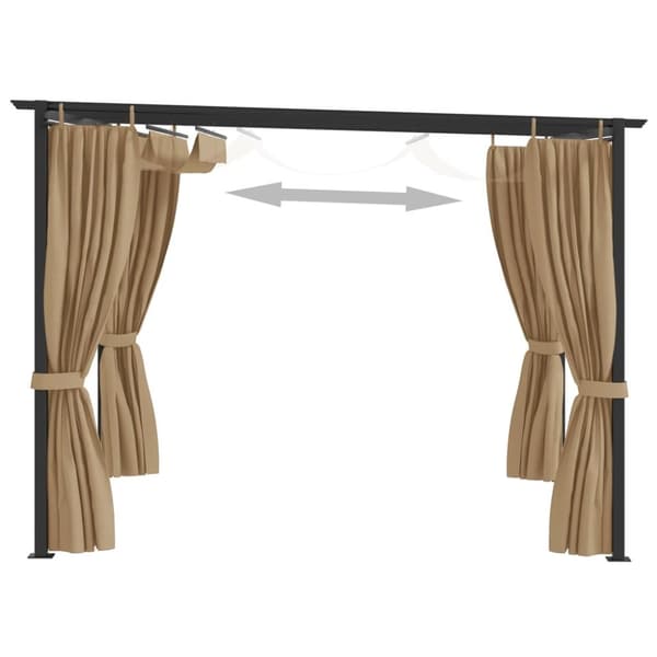 vidaXL Paviljong med draperier 3x3 m taupe stål -  Partytält & paviljoner