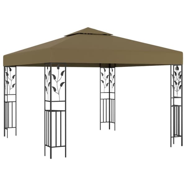 vidaXL pavillon med LED-lyskæder 3x3 m gråbrun - Festtelte & havepavilloner