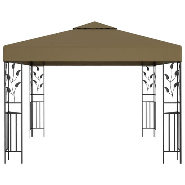 vidaXL pavillon med LED-lyskæder 3x3 m gråbrun - Festtelte & havepavilloner