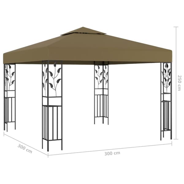 vidaXL pavillon med LED-lyskæder 3x3 m gråbrun - Festtelte & havepavilloner