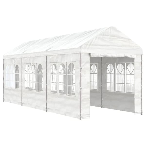 vidaXL Paviljong med tak vit 6,69x2,28x2,69 m polyeten -  Partytält & paviljoner