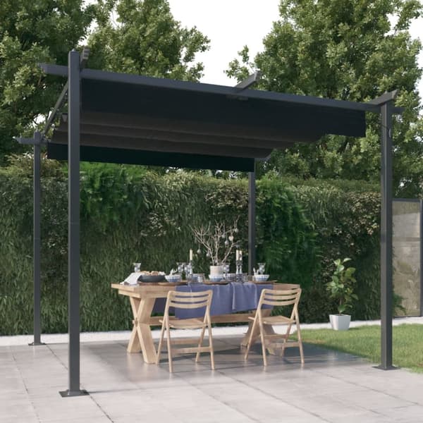 vidaXL havepavillon med sammenrulleligt tag 3x3 m antracitgrå -  Festtelte & havepavilloner