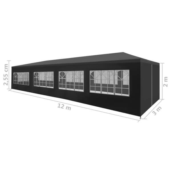 vidaXL festtelt 3 x 12 m antracitgrå -  Festtelte & havepavilloner