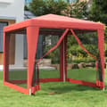 Miniatyrbillede 1 af 8: vidaXL festtelt med 4 sidevægge 2,5x2,5 m trådnet HDPE rød -  Festtelte & havepavilloner