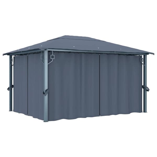 vidaXL havepavillon med gardin 400x300 cm aluminium antracitgrå -  Festtelte & havepavilloner