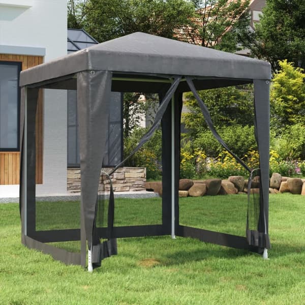 vidaXL Partytält med 4 sidoväggar i nät 2x2 m HDPE antracit -  Partytält & paviljoner