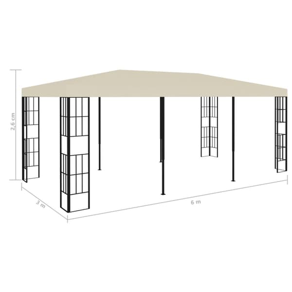 vidaXL Paviljong 3x6 m gräddvit -  Partytält & paviljoner