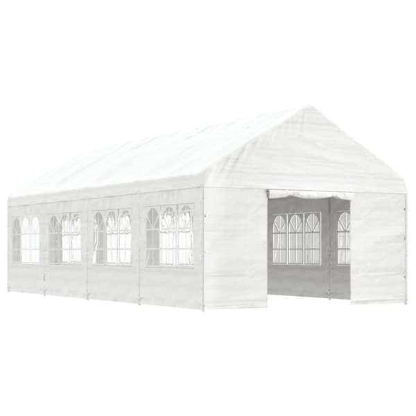 vidaXL pavillon med tag 8,92x4,08x3,22 m polyethylen hvid - Festtelte & havepavilloner