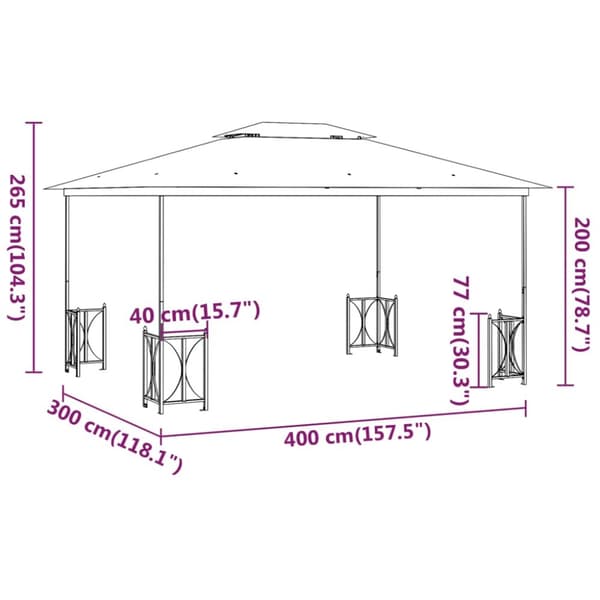 vidaXL pavillon med sidevægge og dobbelttag 3x4 m antracitgrå -  Festtelte & havepavilloner