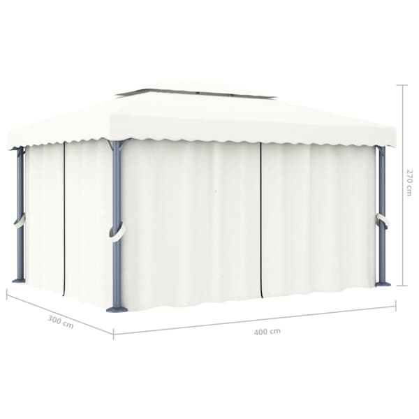 vidaXL pavillon med gardin 4x3 m aluminium cremefarvet -  Festtelte & havepavilloner