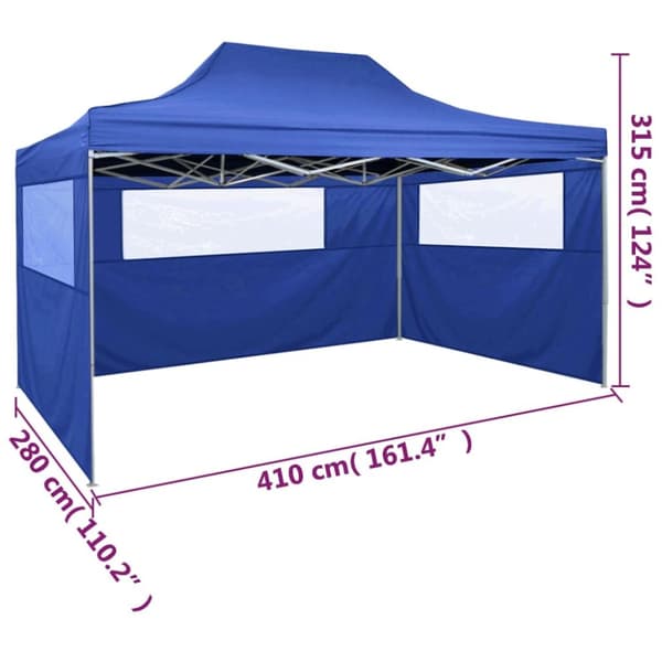 vidaXL Hopfällbart partytält med 3 sidoväggar 3x4 m stål blå -  Partytält & paviljoner
