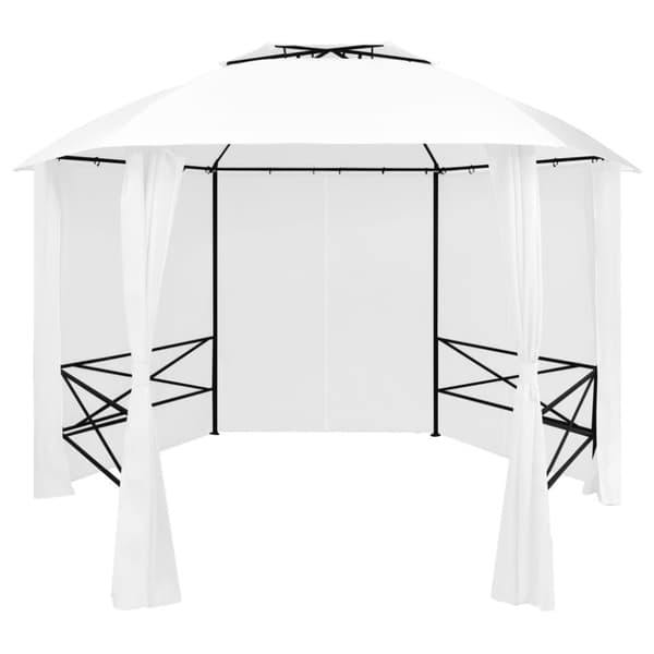 vidaXL havetelt med gardiner 360x312x265 cm 180 g/m² hvid -  Festtelte & havepavilloner