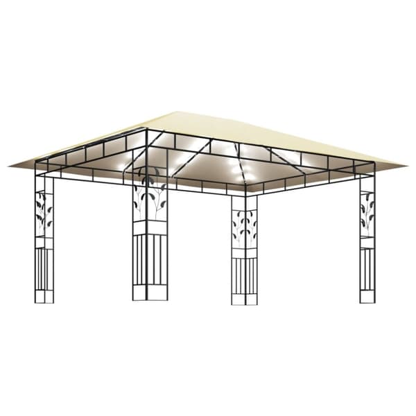 vidaXL Huvimaja hyttysverkkoja LED-valonauhat 4x3x2,73 m kerma -  Katokset & huvimajat