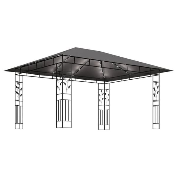 vidaXL Huvimaja hyttysverkko ja LED-valonauhat 4x3x2,73 m antrasiitti -  Katokset & huvimajat