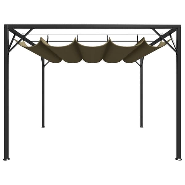 vidaXL havepavillon med tilbagetrækkeligt tag 3x3 m 180 g/m² gråbrun -  Festtelte & havepavilloner