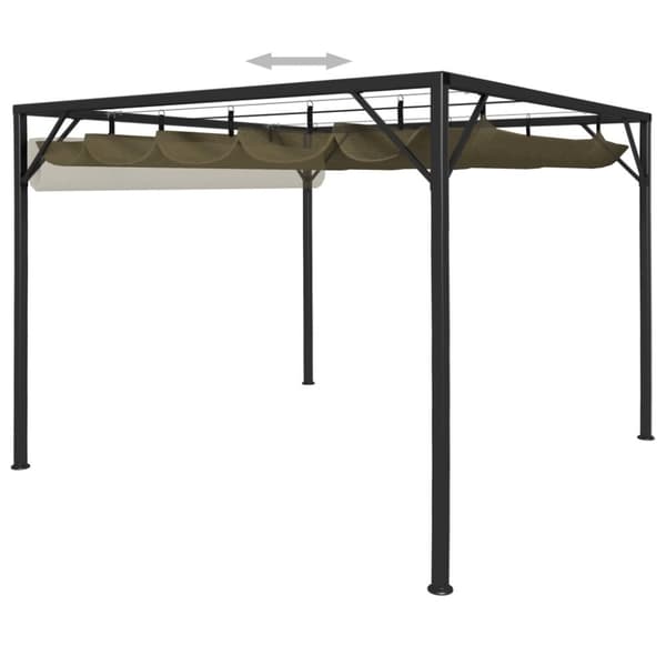 vidaXL havepavillon med tilbagetrækkeligt tag 3x3 m 180 g/m² gråbrun -  Festtelte & havepavilloner