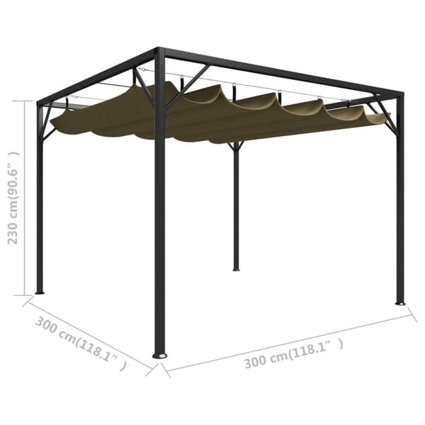 vidaXL havepavillon med tilbagetrækkeligt tag 3x3 m 180 g/m² gråbrun -  Festtelte & havepavilloner