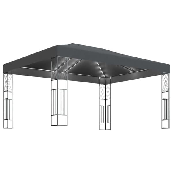 vidaXL Paviljong med ljusslinga LED 3x4 m antracit tyg -  Partytält & paviljoner