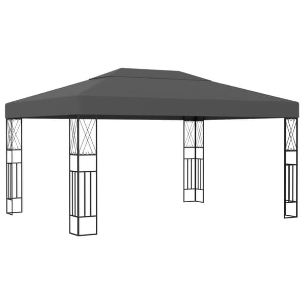 vidaXL Paviljong med ljusslinga LED 3x4 m antracit tyg -  Partytält & paviljoner