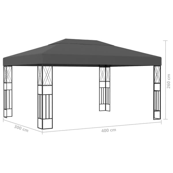 vidaXL Paviljong med ljusslinga LED 3x4 m antracit tyg -  Partytält & paviljoner