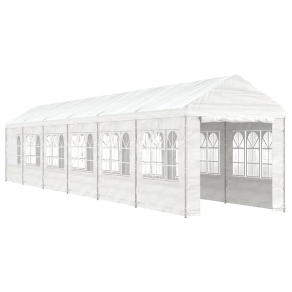 vidaXL pavillon med tag 13,38x2,28x2,69 m polyethylen hvid -  Festtelte & havepavilloner